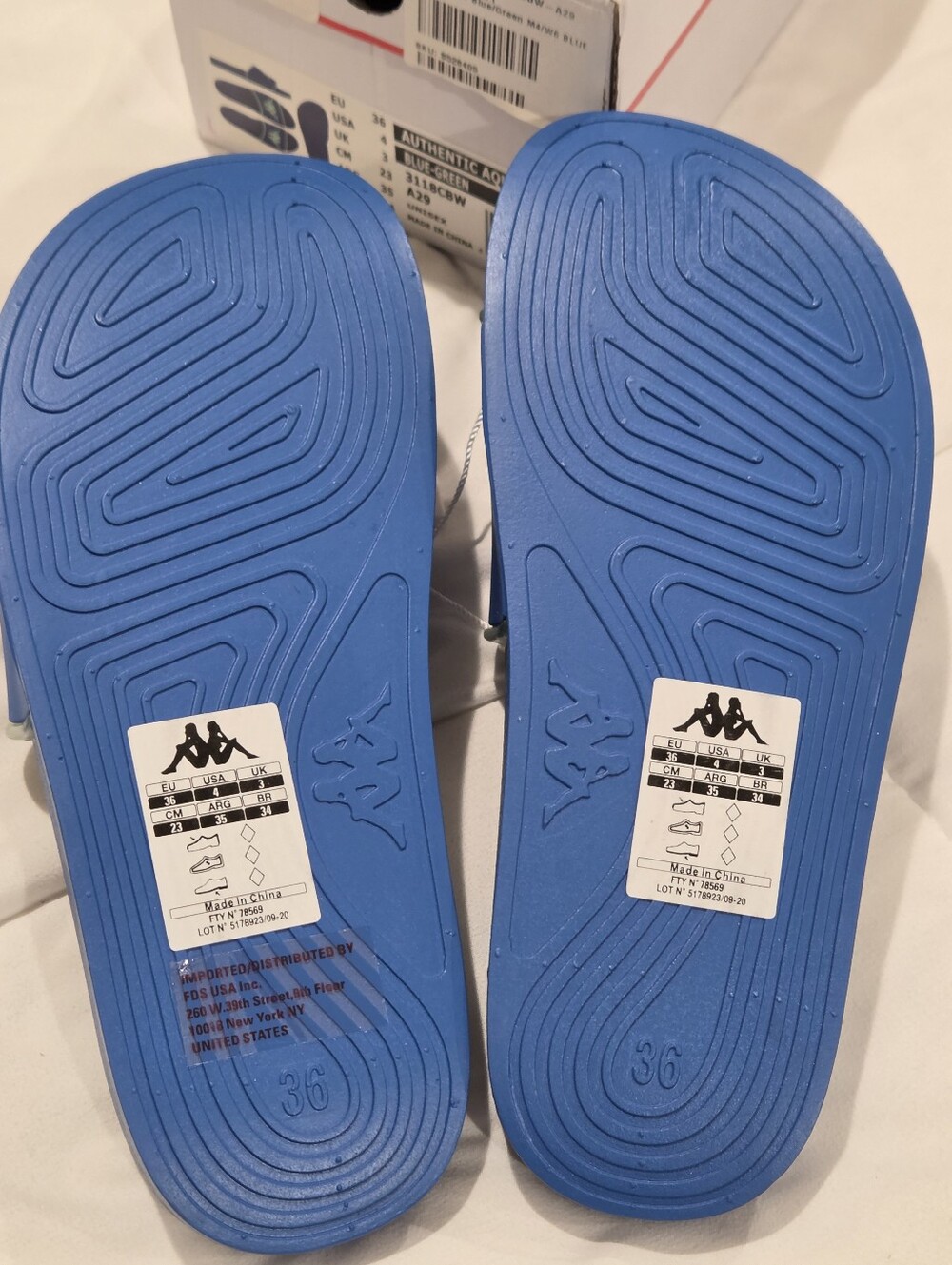 Kappa Authentic Aqua 1 Slides Blue Green Omini Logo Sandals Size M4 W6 NIB - Picture 8 of 15